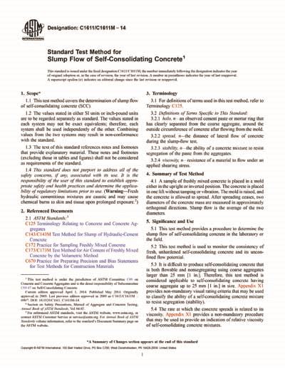 Astm C1611c1611m 14 Standard Test Method For Slump Flow Of Self