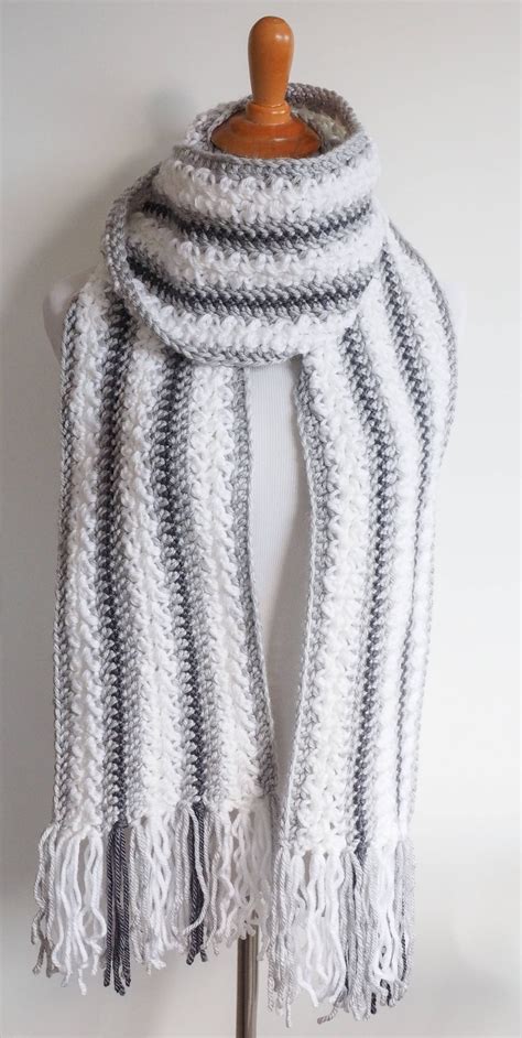 Chunky Yarn Scarf Crochet Pattern Striped Scarf Pattern - Etsy