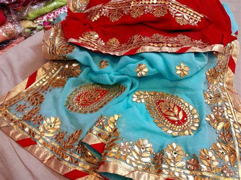 Exclusive Rajasthani Pure Georgette Gota Patti Work Sari With Etsy