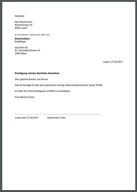 K Ndigung Quickline Internet Anschluss Online Pdf Erstellen