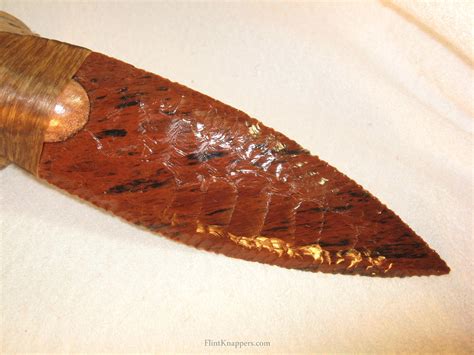 Large Mahogany Obsidian Paleo Knife With Indian Head Nickel Inlayed In Burr