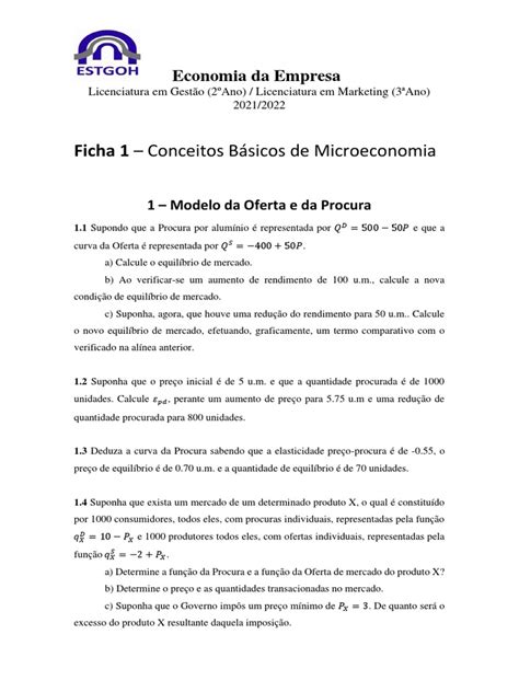 A Microeconomia Não Tem Como Principal Foco De Estudo - Conceitos de Microeconomia e Equilíbrio de Mercado | PDF | Demanda ...