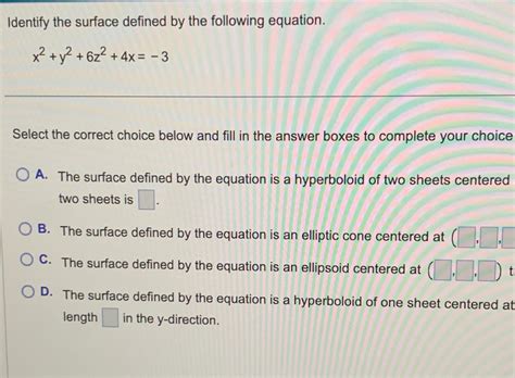 Solved Identify The Surface Defined By The Following Chegg