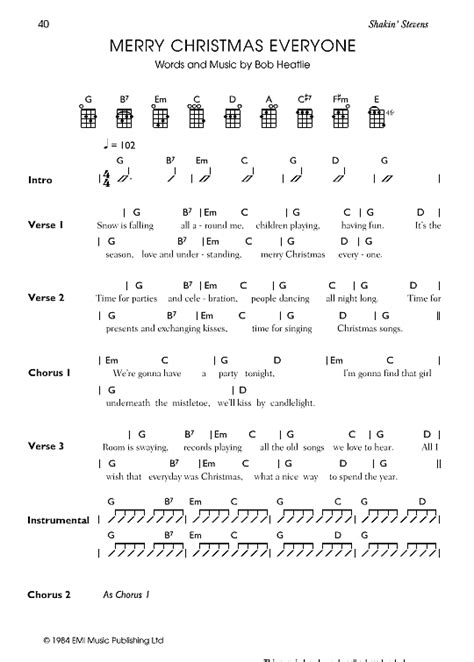 Merry Christmas Everyone Ukulele Chord Songbook Pdf Noten Von Shakin