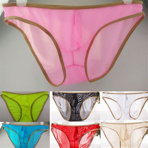 Men Briefs Ice Silk Silky Stretchy Bikini Underwear Sexy Lingerie