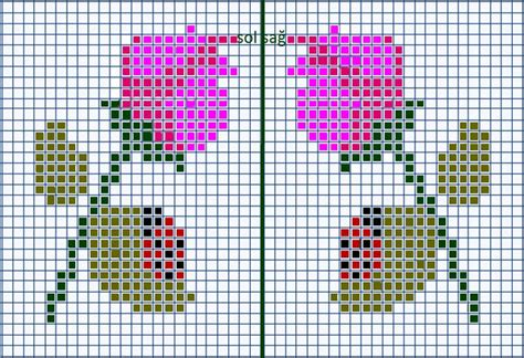 Rose bud chart Kanaviçe tasarımları Desenler Tığ işleri