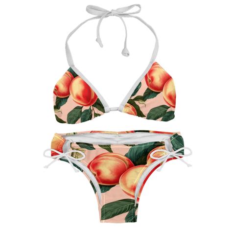 Peach Women S Bikini Set With Detachable Sponge And Adjustable Strap Two Pack Ideal For Beach