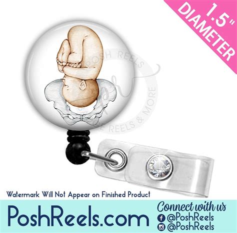 Fetus And Pelvic Bone Badge Reel Labor Delivery Nurse Obstetrician