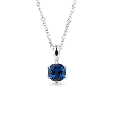 Blue sapphire necklace in white gold | KLENOTA