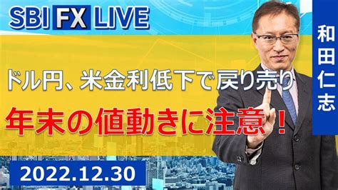 【sbi Fx Live】ドル円、米金利低下で戻り売り 年末の値動きに注意！ Youtube