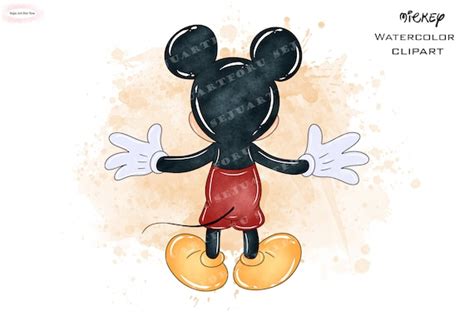 Mickey Mouse Clipart Mickey Watercolor Watercolor Mickey - Etsy