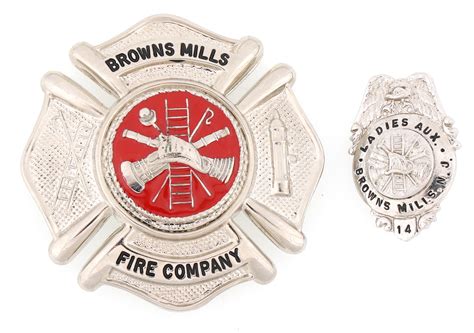 Lot Detail Browns Mills New Jersey Fire Badges Lot Of Two