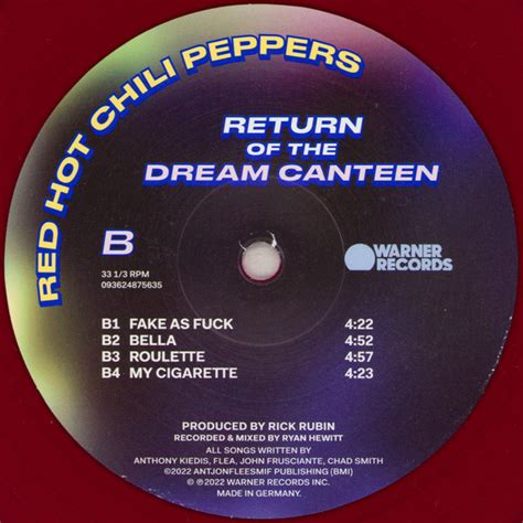 Red Hot Chili Peppers Return Of The Dream Canteen Xvinyl Lp Album Limited Edition
