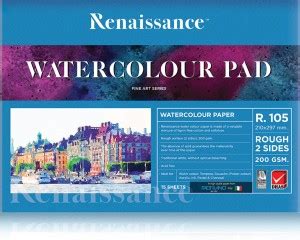 Renaissance FABRIANO WATERCOLOR PAD 200 GSM ROUGH 2 SIDES 15 SHEET