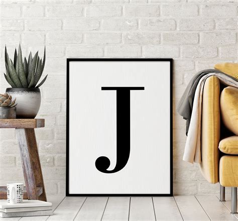 Letter J Printable Art Poster Alphabet J Wall Etsy Printable