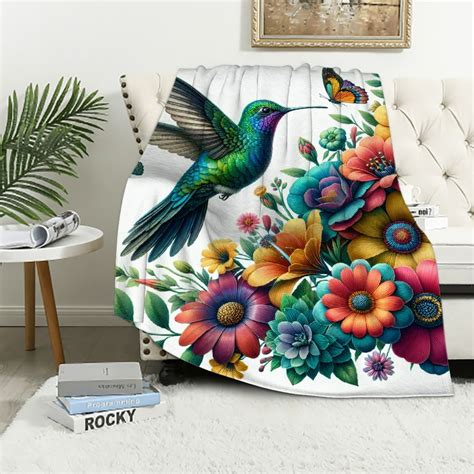 Eastsmooth Hummingbird Floral Blanket Ts For Women Soft Warm