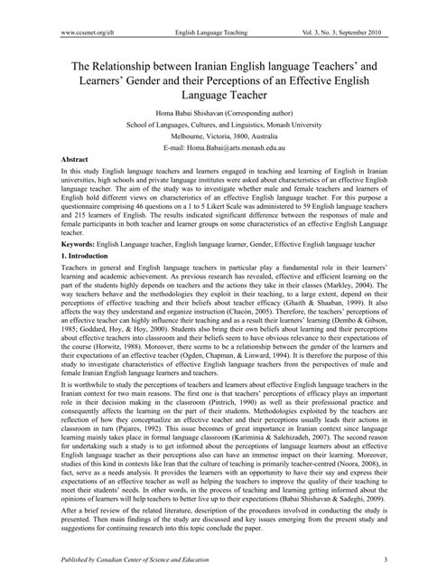 Pdf The Relationship Between Iranian English Language Teachers And