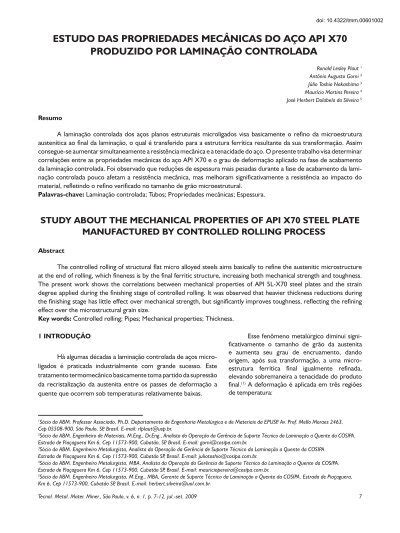 estudo das propriedades mecânicas do aço api x70 ABM