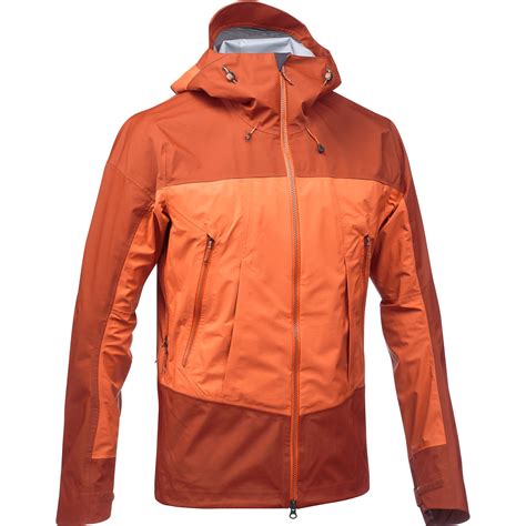 Men Trekking Waterproof Jacket Forclaz Trek 500 Orange