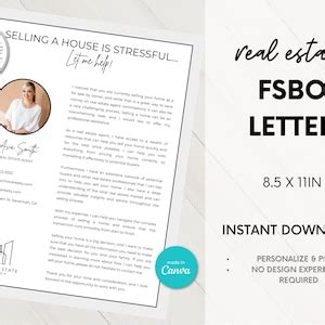 FSBO Letter, Real Estate FSBO Flyer Template, for Sale by Owner ...