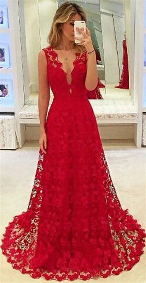 Red Prom Dressescharming Evening Dressprom Gownslace Prom Dresses