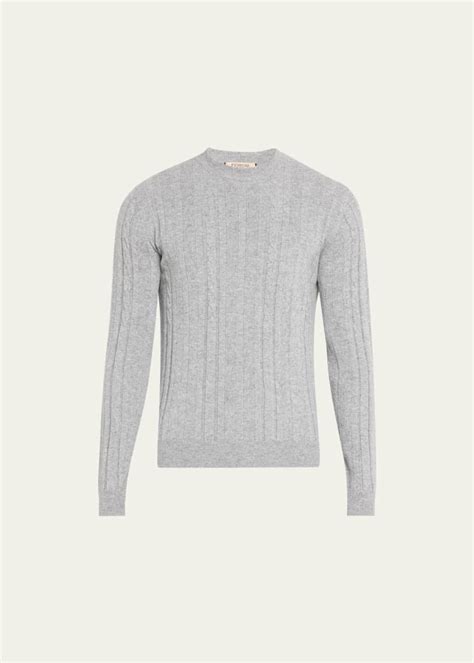 Fioroni Mens Cashmere Cable Crewneck Sweater Bergdorf Goodman