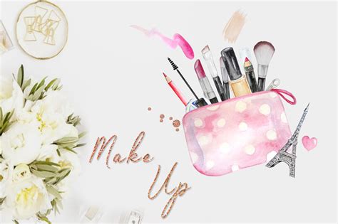 Watercolor Cosmetic Clipart Make Up Set By Svetaartlana Thehungryjpeg