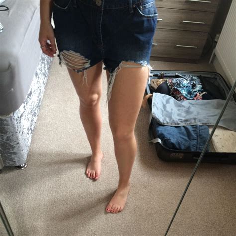Blue Ripped Denim Hot Pants Worn Once At Park Life Depop