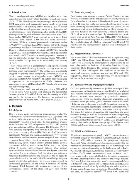 SOLUTION Association Between Plasma Adamts 7 Levels And Severity Of