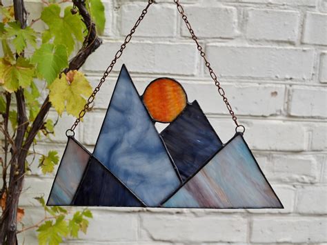 Smokey Mountains Stained Glass Suncatcher Rocky Mountains Etsy