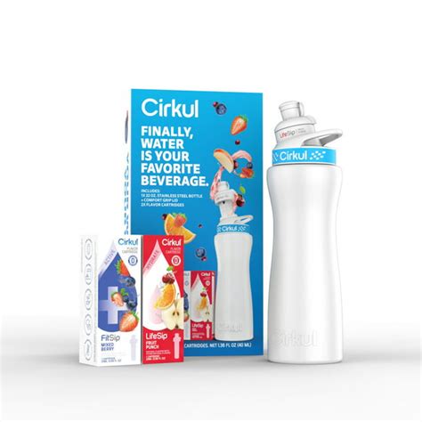 Cirkul 22oz White Stainless Steel Water Bottle Starter Kit With Blue