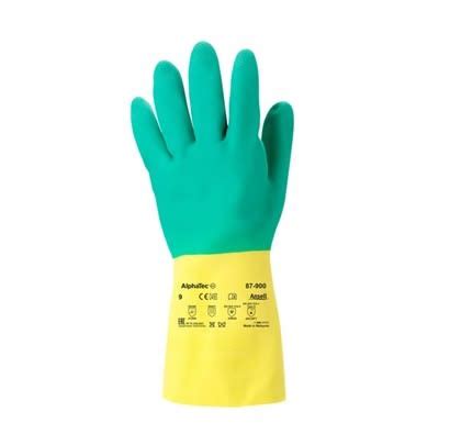 Ansell Green Yellow Natural Rubber Chemical Resistant Work