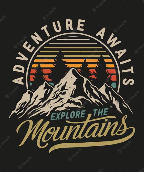 Premium Vector | Adventure awaits the mountains graphic art print