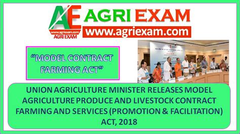 Model Contract Farming Act Agri News 23052018 Agri Exam Is A Easy