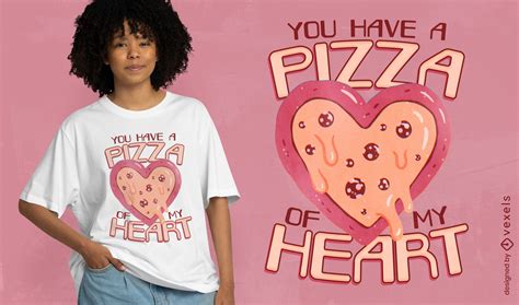 Descarga Vector De Dise O De Camiseta Con Forma De Coraz N De Pizza