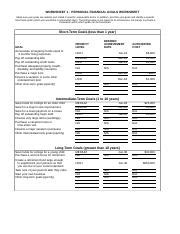 Worksheet 1 Personal Finance Goals Xls WORKSHEET 1 PERSONAL