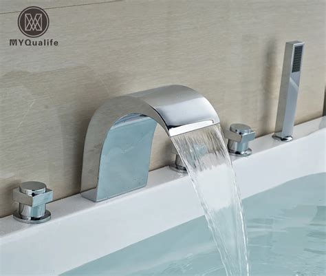 2016 New Waterfall Spout Brass Bathroom Waterfall Bath Shower Faucet