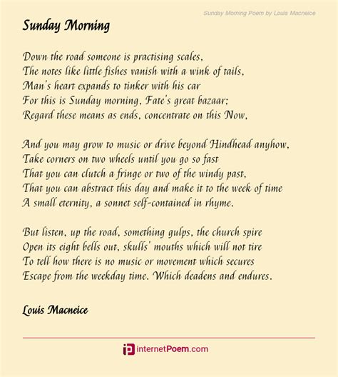 Sunday Morning Poem by Louis Macneice