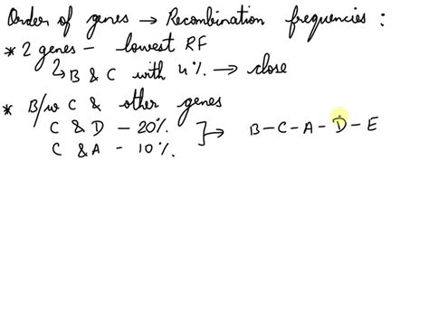 The following recombination frequencies were found between genes A, B ... 