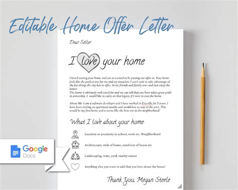 Home Offer Letter Template Editable Home Buying Letter Etsy