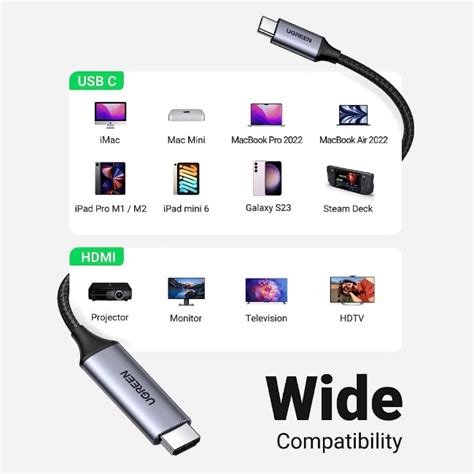 Ugreen 50570 Usb C To Hdmi Male To Male Cable Aluminum Shell 15m Otclk