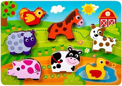 Brinquedo Tabuleiro De Encaixe Animais Fazenda Tkc Tooky Toys