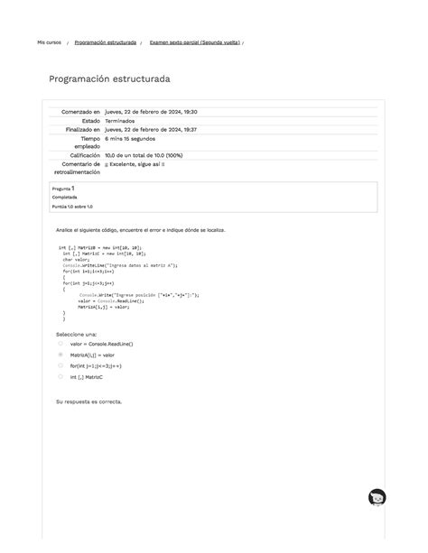 Programaci N Estructurada Examen Sexto Parcial Segunda Vuelta