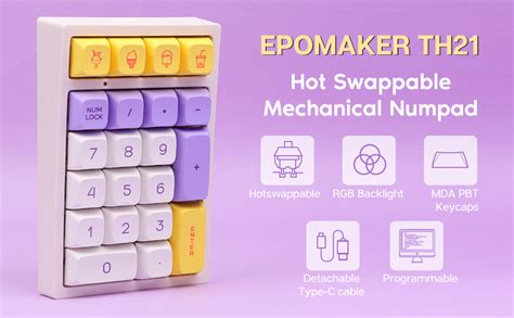 Epomaker Th Keys Hot Swappable Wired Number Pad With Rgb Backlight Programmable Mda