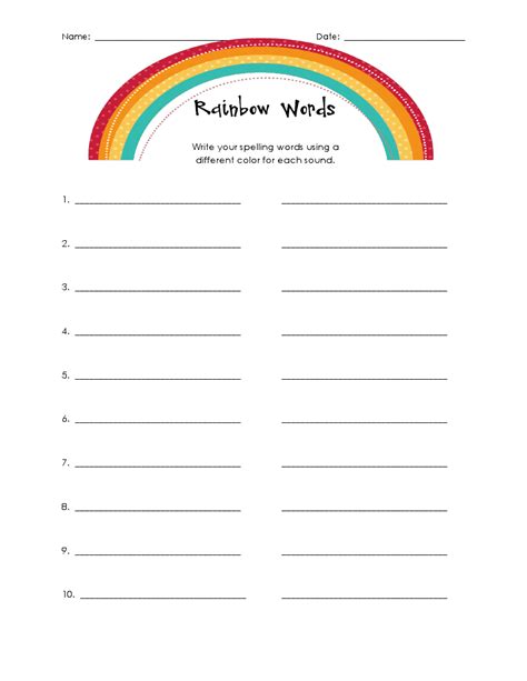 Buggy For Second Grade Rainbow Spelling Worksheets Library