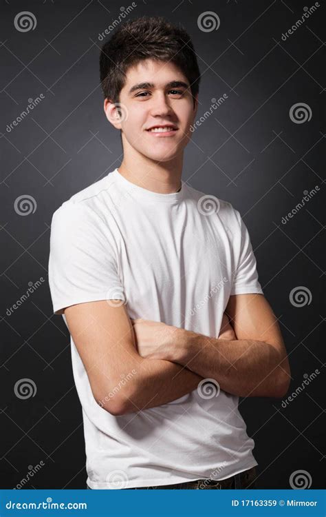 Happy Man Wearing White T Shirt Stock Image Image Of Head Happiness