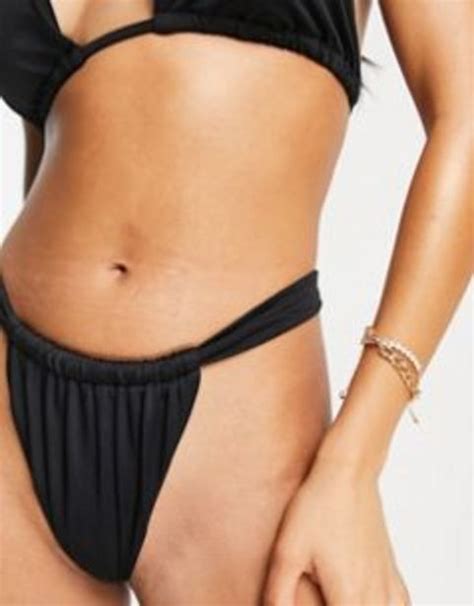 Asos Design Mix And Match Brazilian Tanga Side Bikini Bottom In Black