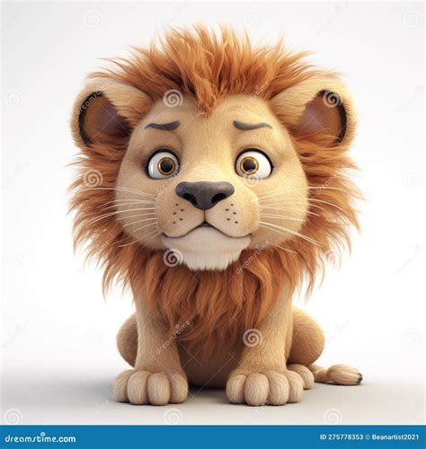 Cute Lion Character On White Background Stock Illustration