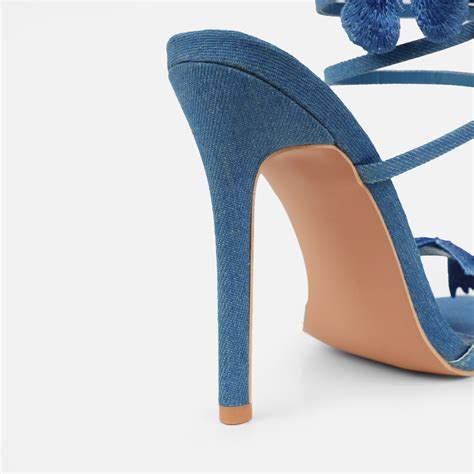 Chenoa Blue Denim Butterfly Spiral Sandals Simmi London