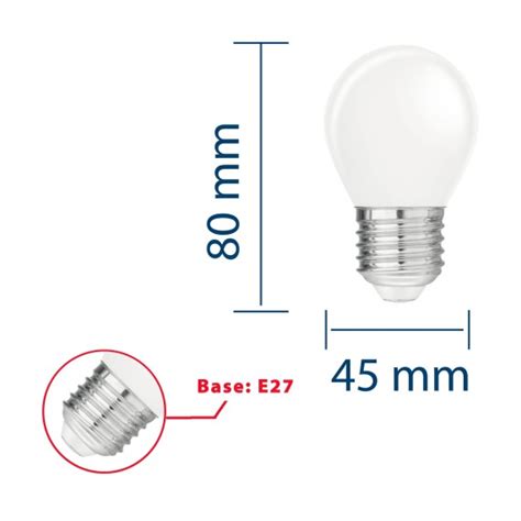 Lampadina LED A Filamento Opal Sfera P45 4W 470lm Base E27 3000K